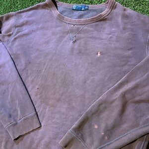 Polo Ralph Lauren Distressed Purple Plum Long Sleeve Oversized Sweatshirt